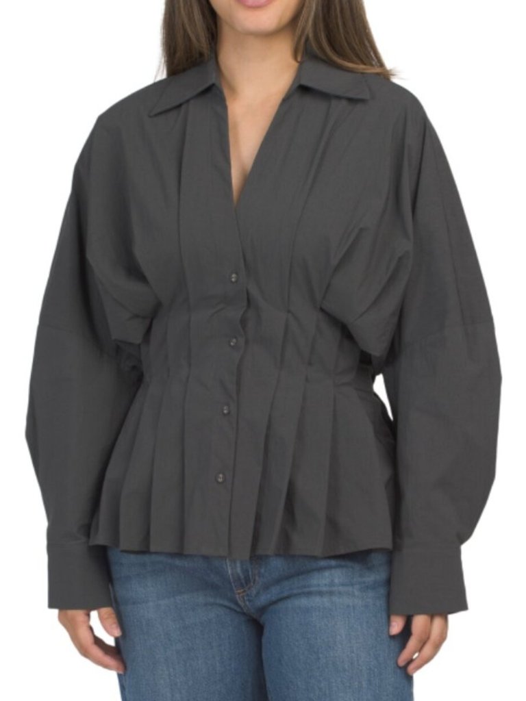Nicholas Reggie Long Sleeve Shirt With Pleat Detail
